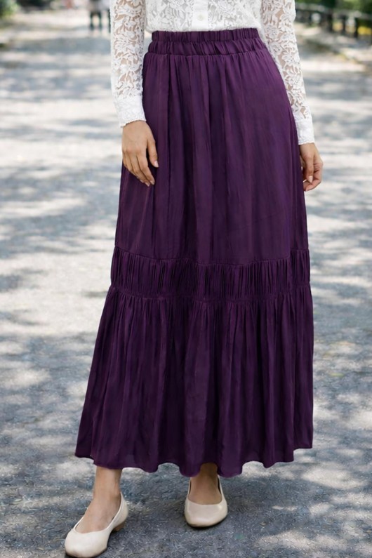 Beli Lastikli Etek A60659 Mürdüm