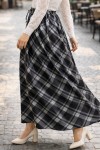 Beli Lastikli Ekose Etek A60684 Siyah