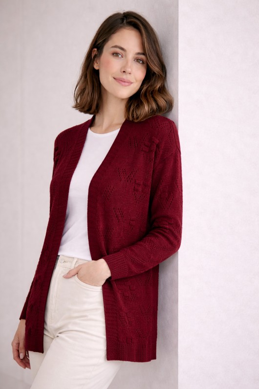 Yazlık Pamuk Hırka R4551 Bordo Yazlık Pamuk Hırka R4551 Bordo