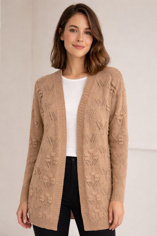 Yazlık Pamuk Hırka R4551 Camel