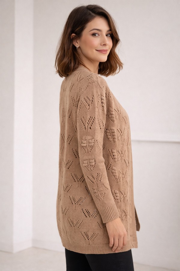 Yazlık Pamuk Hırka R4551 Camel