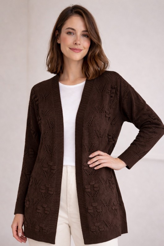 Yazlık Pamuk Hırka R4551 Kahverengi