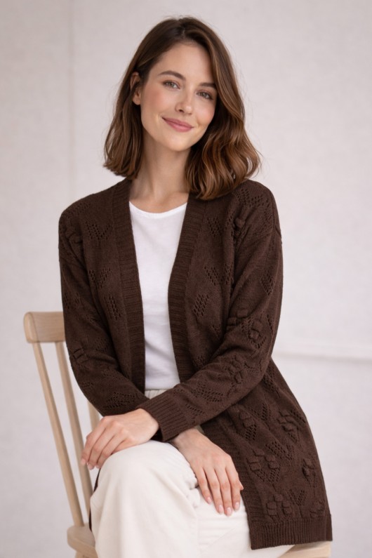 Yazlık Pamuk Hırka R4551 Kahverengi Yazlık Pamuk Hırka R4551 Kahverengi