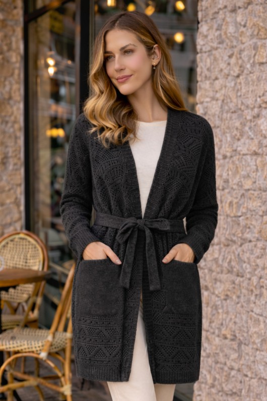 Yazlık Pamuk Hırka R4348 Antrasit