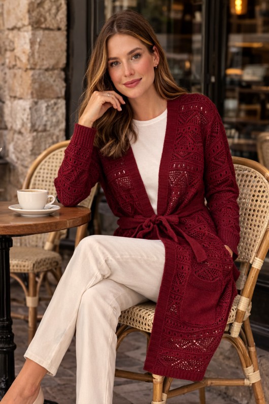 Yazlık Pamuk Hırka R4348 Bordo