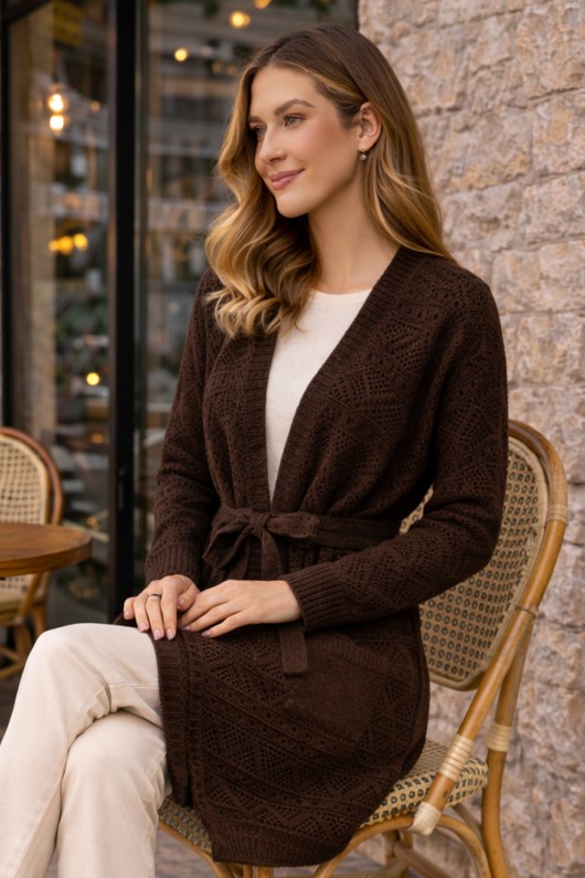 Yazlık Pamuk Hırka R4348 Kahverengi Yazlık Pamuk Hırka R4348 Kahverengi