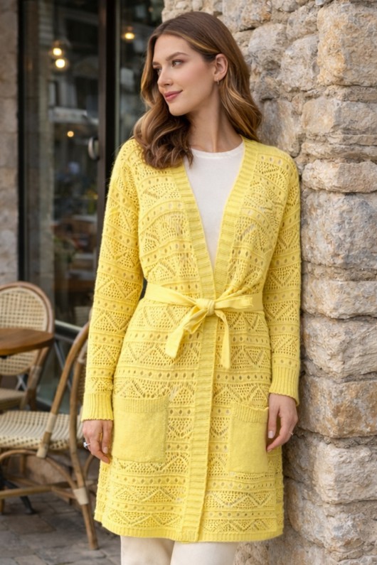 Yazlık Pamuk Hırka R4348 Limon Sarısı