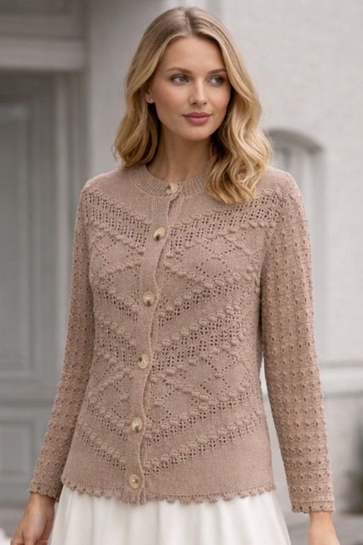 Yazlık Pamuk Hırka R4542 Camel