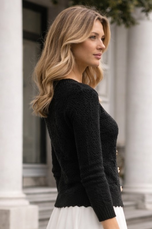 Yazlık Pamuk Hırka R4542 Siyah Yazlık Pamuk Hırka R4542 Siyah