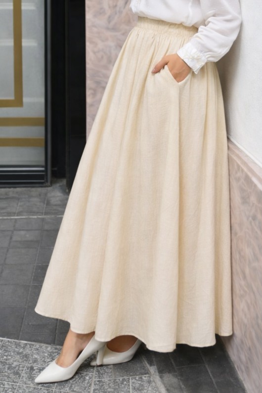 Çilek Etek N217 Taş Rengi