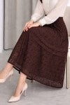 Katlı Dantelli Etek N2685 Kahverengi Katlı Dantelli Etek N2685 Kahverengi