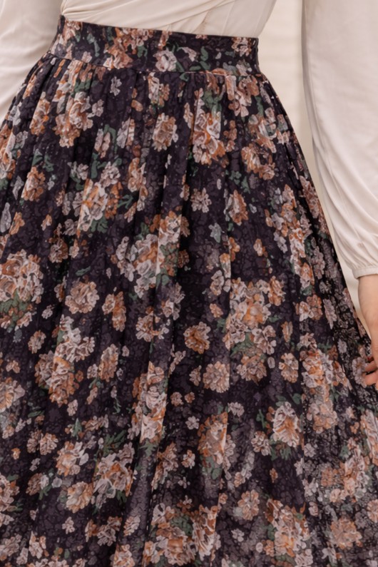 Dantel Baskılı Etek N2694 Bordo Dantel Baskılı Etek N2694 Bordo