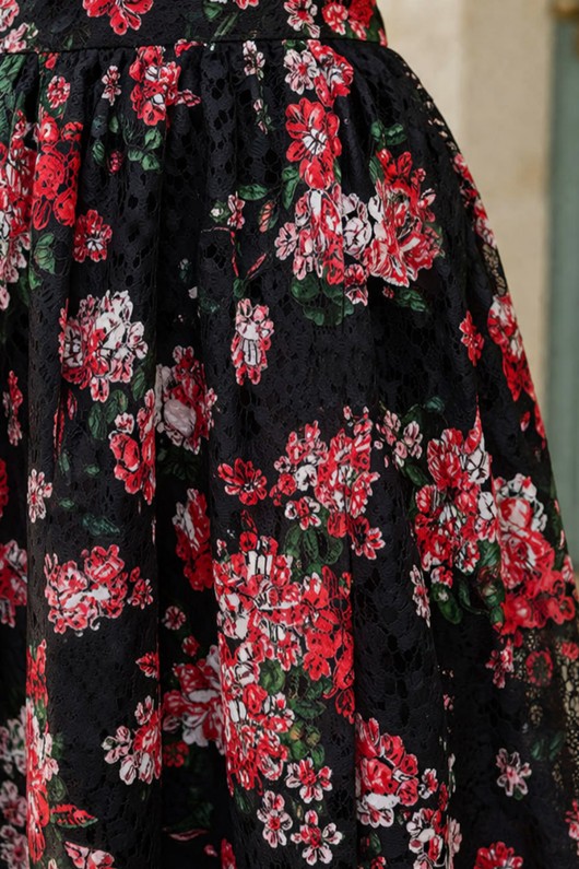 Dantel Baskılı Etek N2694 Kırmızı Dantel Baskılı Etek N2694 Kırmızı