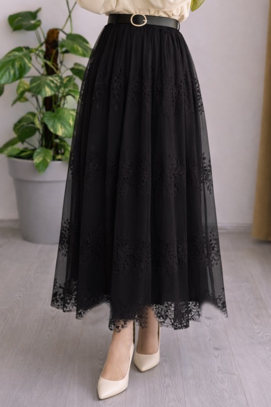 Flok Tül Etek N2698 Siyah