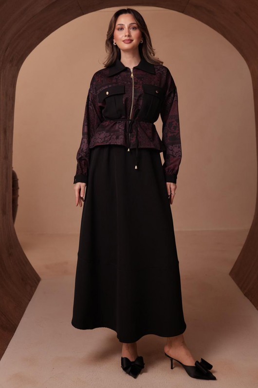 Desenli Ceket Takım N2713 Mürdüm Desenli Ceket Takım N2713 Mürdüm