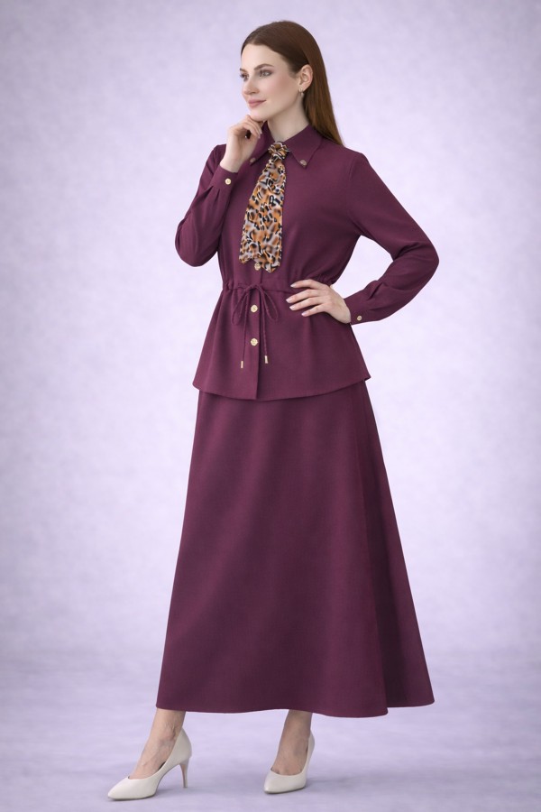 Fularlı İkili Takım N7193 Bordo Fularlı İkili Takım N7193 Bordo