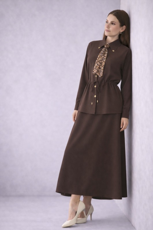 Fularlı İkili Takım N7193 Kahverengi Fularlı İkili Takım N7193 Kahverengi