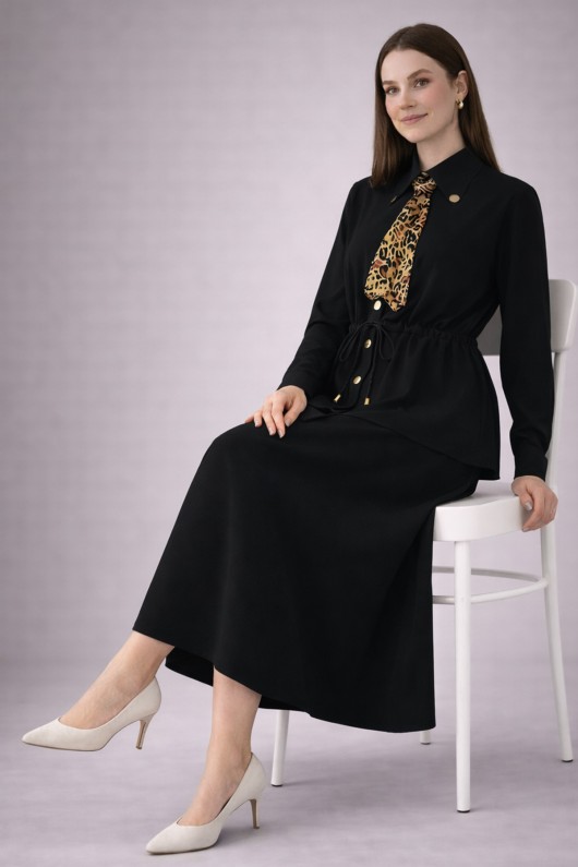 Fularlı İkili Takım N7193 Siyah Fularlı İkili Takım N7193 Siyah