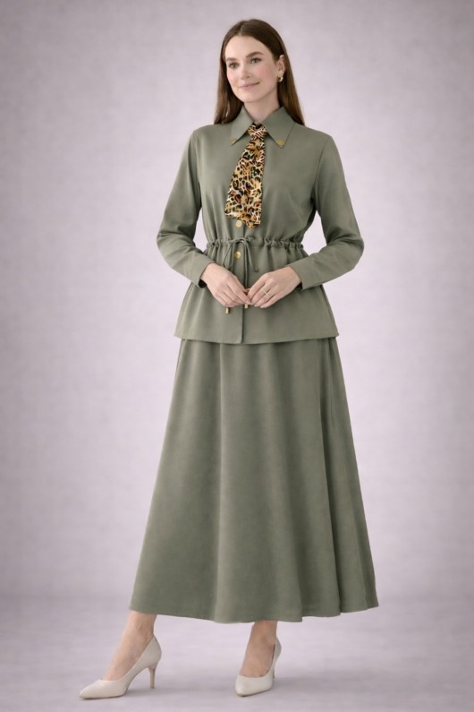 Fularlı İkili Takım N7193 Yeşil