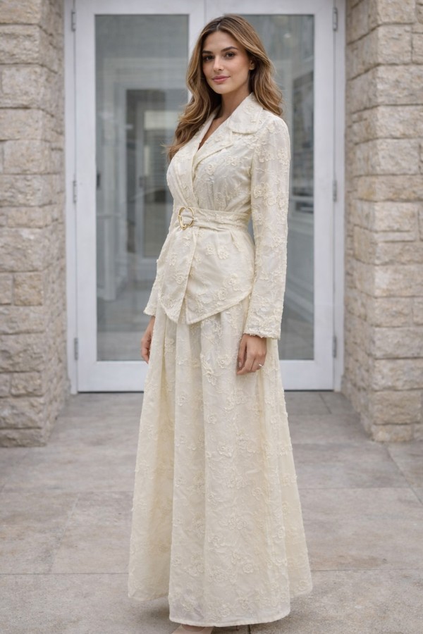 Kabartmalı Brodetakım N8112 Krem