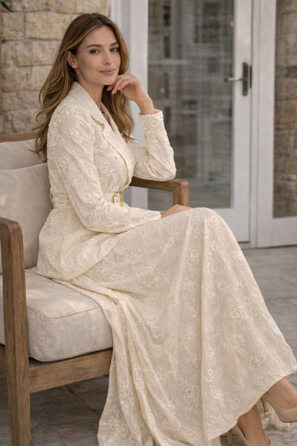 Kabartmalı Brodetakım N8112 Krem