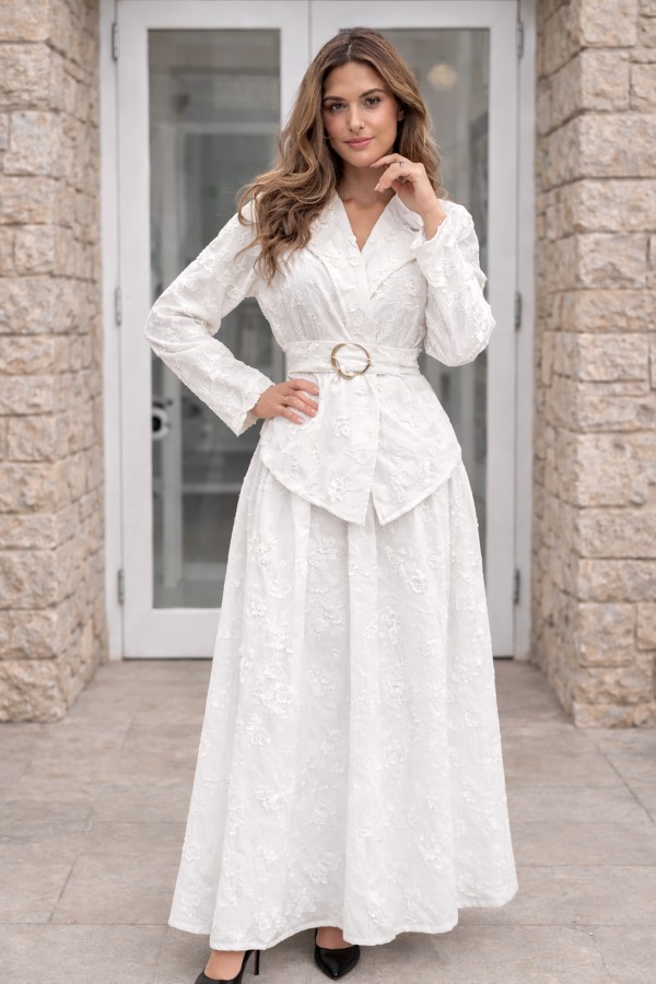 Kabartmalı Brodetakım N8112 Beyaz