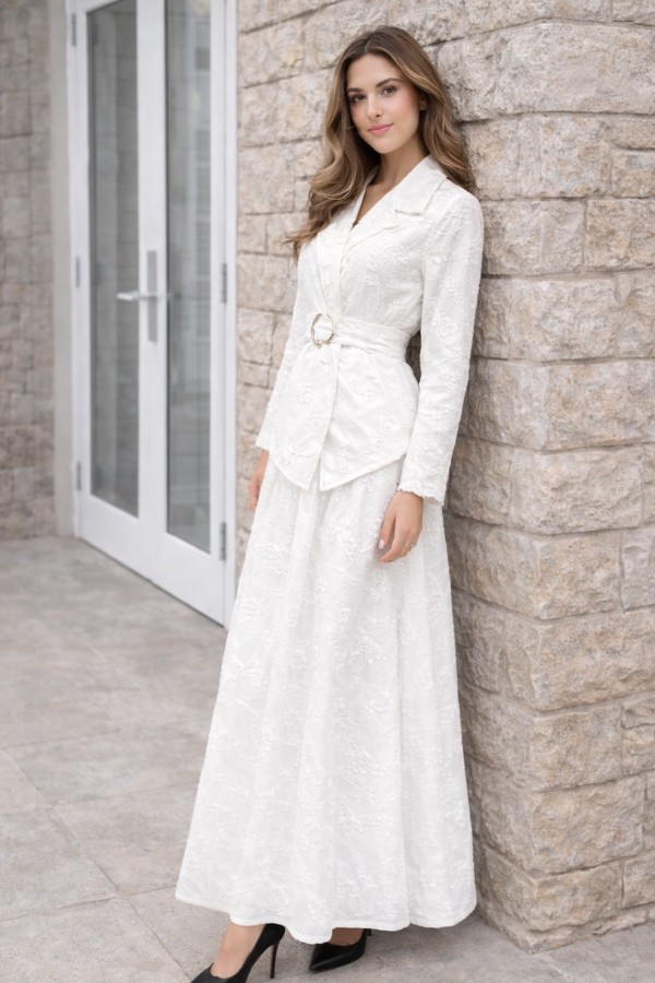 Kabartmalı Brodetakım N8112 Beyaz