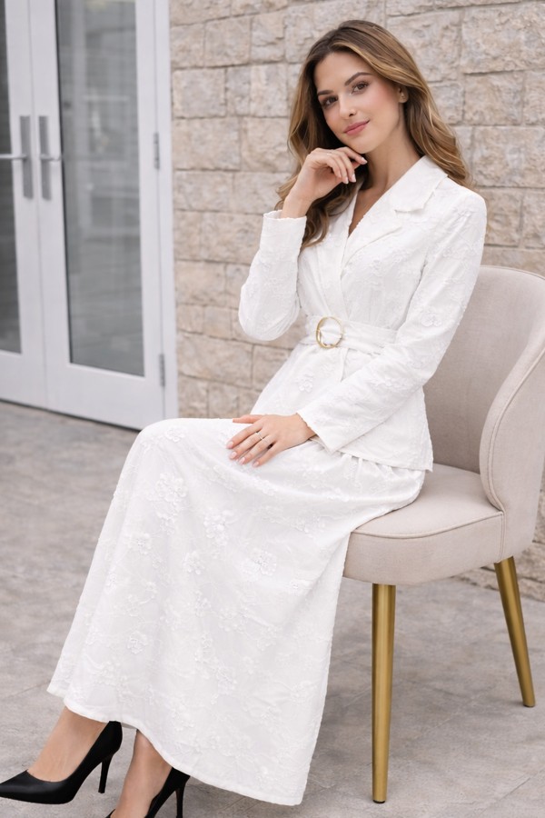 Kabartmalı Brodetakım N8112 Beyaz