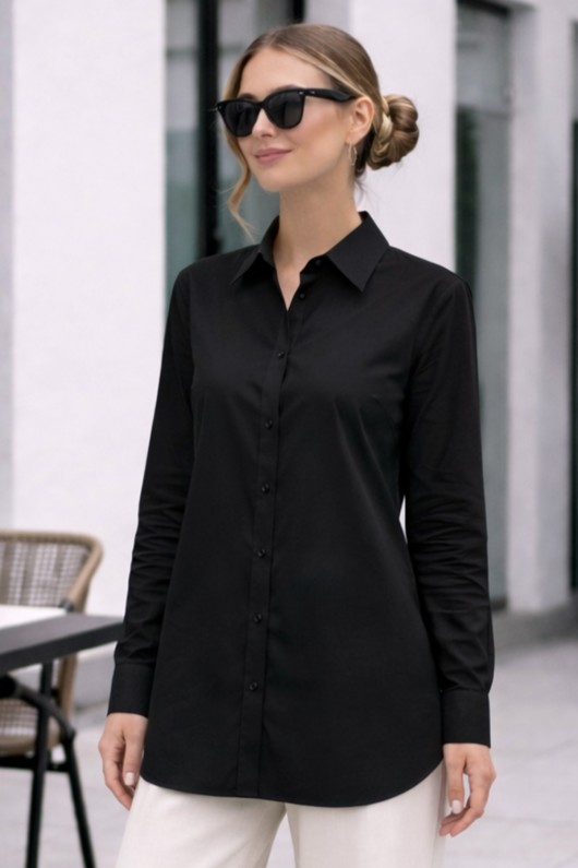 Uzun Tesettür Gömlek B5845 Siyah