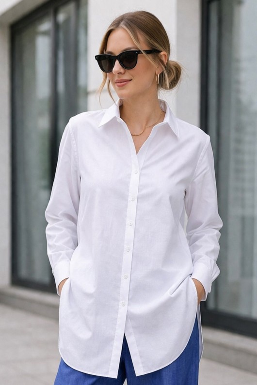 Uzun Tesettür Gömlek B5845 Beyaz