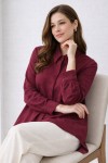 Gömlek Yaka Uzun Tesettür Tunik B5945 Bordo Gömlek Yaka Uzun Tesettür Tunik B5945 Bordo