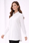 Gömlek Yaka Uzun Tesettür Tunik B5945 Beyaz Gömlek Yaka Uzun Tesettür Tunik B5945 Beyaz