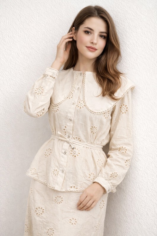 Bebe Yaka Fisto İkili Takım A7008 Krem Bebe Yaka Fisto İkili Takım A7008 Krem