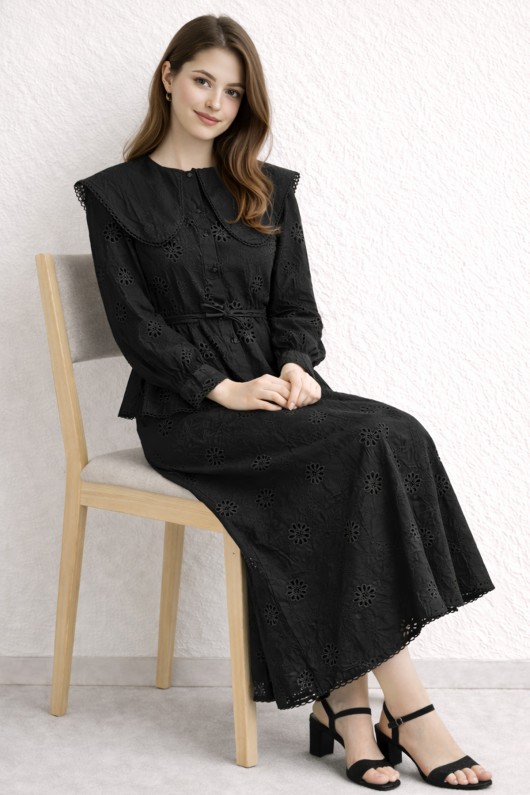 Bebe Yaka Fisto İkili Takım A7008 Siyah Bebe Yaka Fisto İkili Takım A7008 Siyah