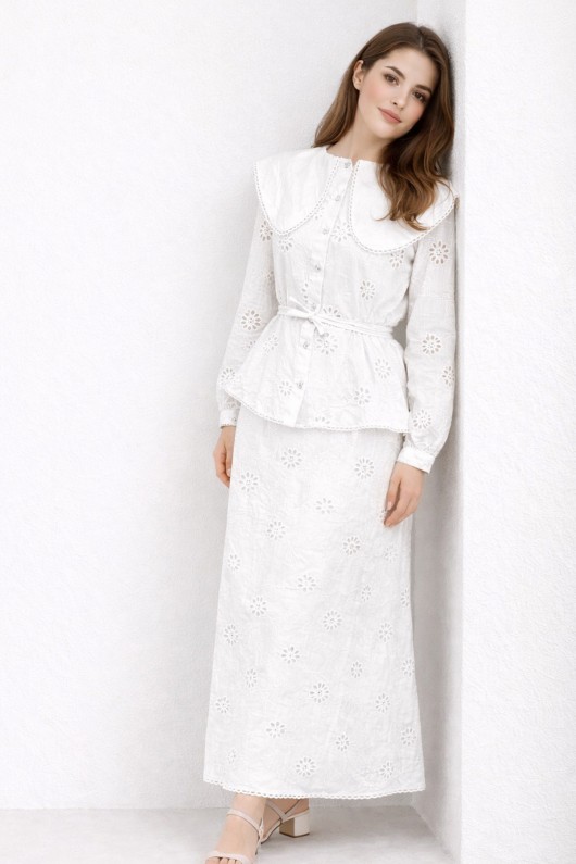 Bebe Yaka Fisto İkili Takım A7008 Beyaz Bebe Yaka Fisto İkili Takım A7008 Beyaz