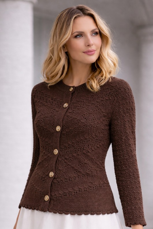 Yazlık Pamuk Hırka R4542 Kahverengi