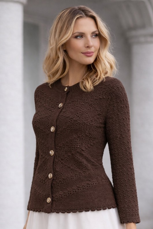 Yazlık Pamuk Hırka R4542 Kahverengi