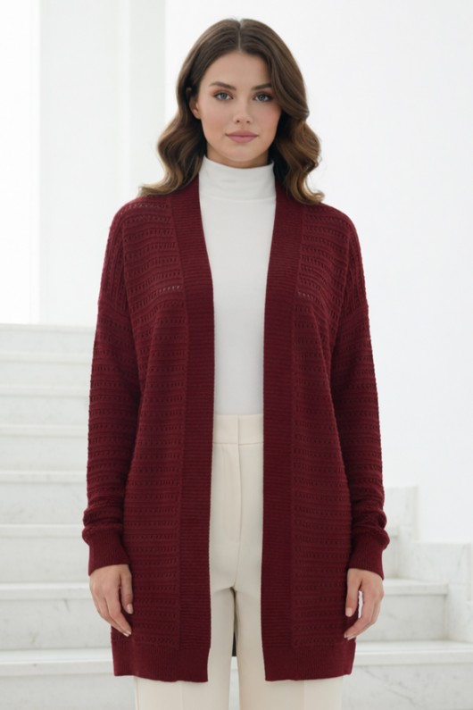 Yazlık Pamuk Hırka R7193 Bordo