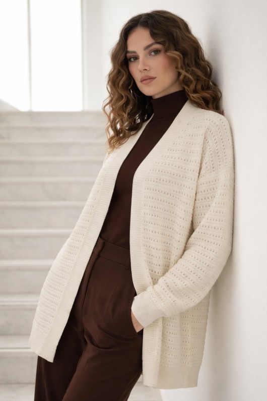 Yazlık Pamuk Hırka R7193 Ekru