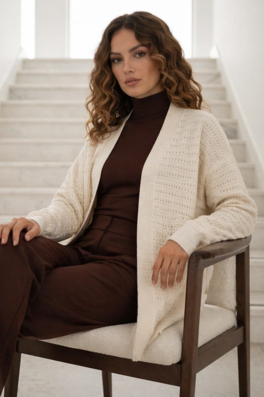 Yazlık Pamuk Hırka R7193 Ekru