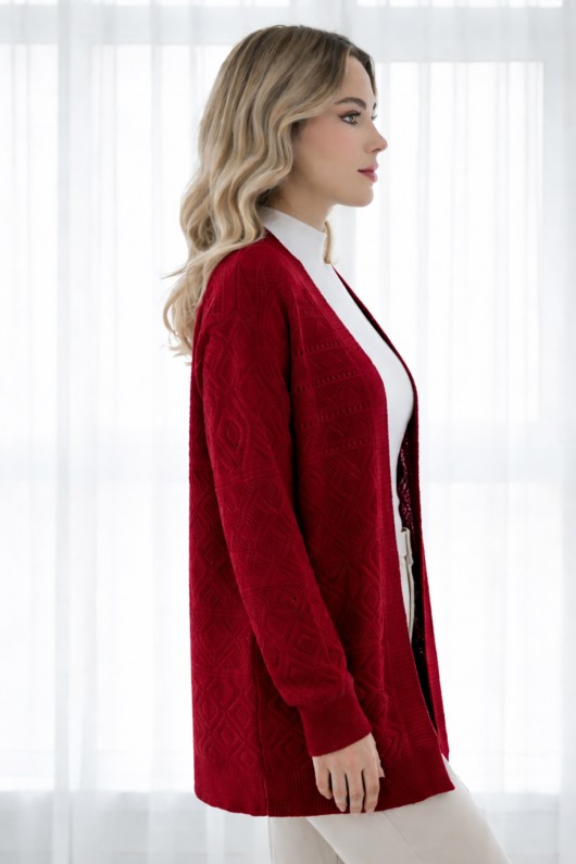 Yazlık Pamuk Hırka R7203 Bordo