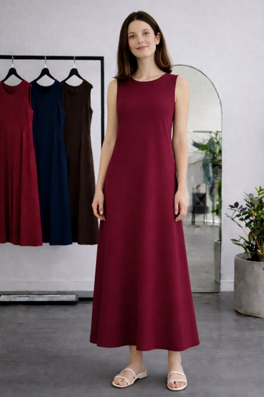 Kolsuz İçlik Elbise N8102 Bordo