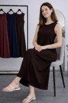 Kolsuz İçlik Elbise N8102 Kahverengi