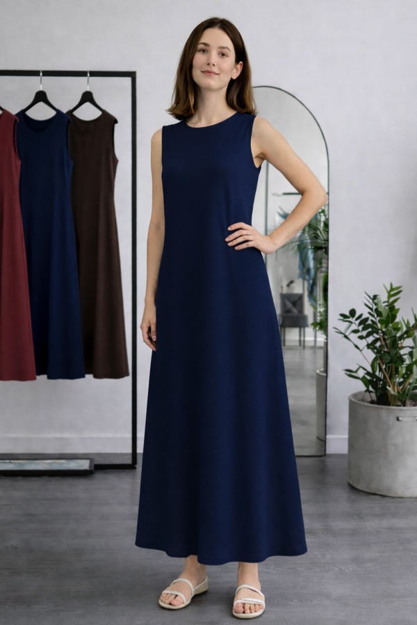 Kolsuz İçlik Elbise N8102 Lacivert Kolsuz İçlik Elbise N8102 Lacivert