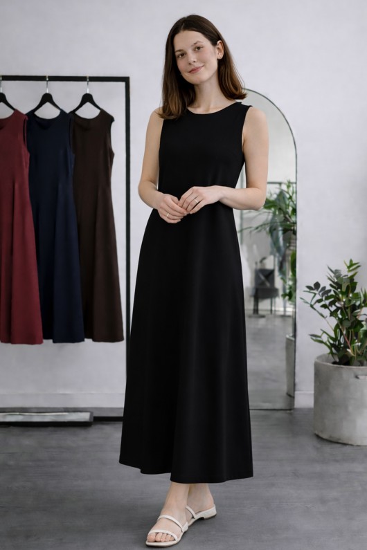 Kolsuz İçlik Elbise N8102 Siyah