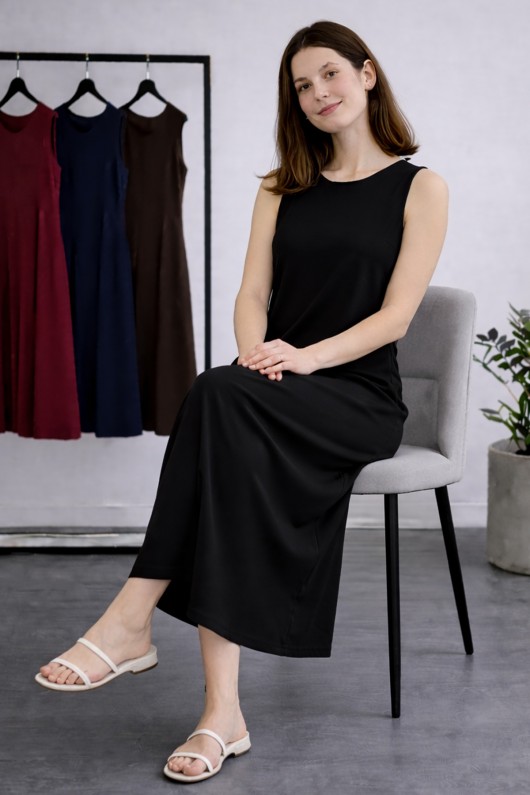 Kolsuz İçlik Elbise N8102 Siyah