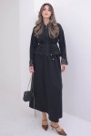 Kolları Dantelli Tesettür Poplin Takım N8110 Siyah