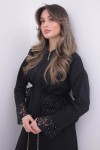 Kolları Dantelli Tesettür Poplin Takım N8110 Siyah