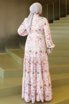 Desenli Tesettür Jessica Elbise B591 Taş Rengi Desenli Tesettür Jessica Elbise B591 Taş Rengi