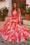 Desenli Tesettür  Jessica Elbise B594 Oranj